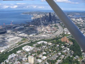 Flight over Seattle